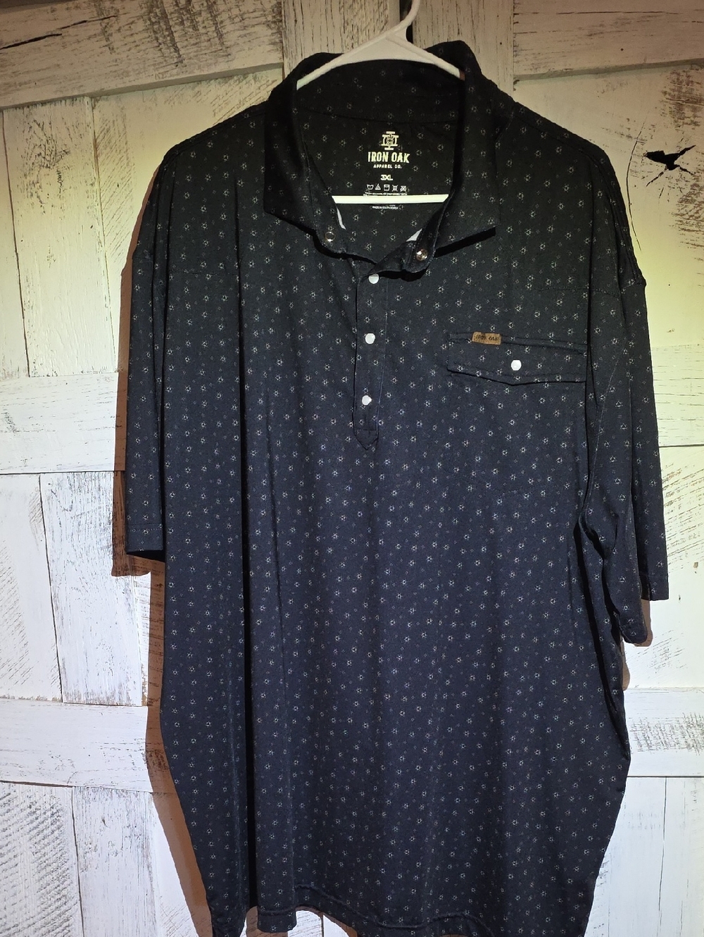 Iron Oak Western Pearlsnap Men’s Black Micro-Print Polo